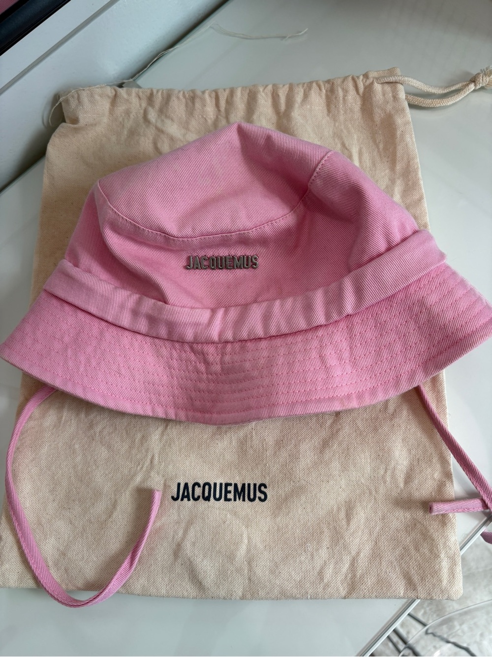 Jacquemus Pink Cotton Bucket Hat with Logo